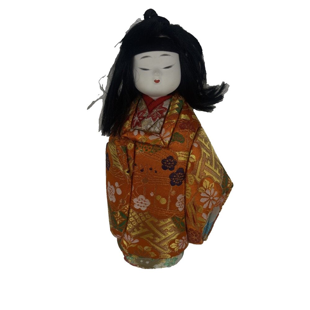 Kimekomi Doll Orange Kimono Figure 9" tall Girl